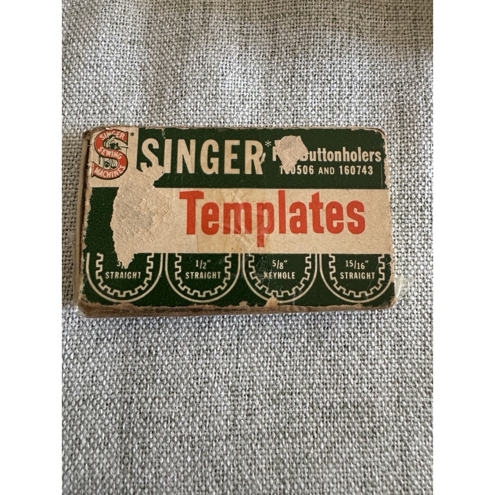 VTG Singer Buttonholer Templates Set Of 4 Part No. 160668 in Original Box USA